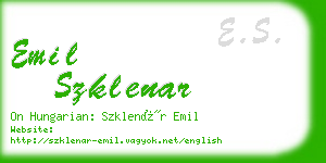 emil szklenar business card